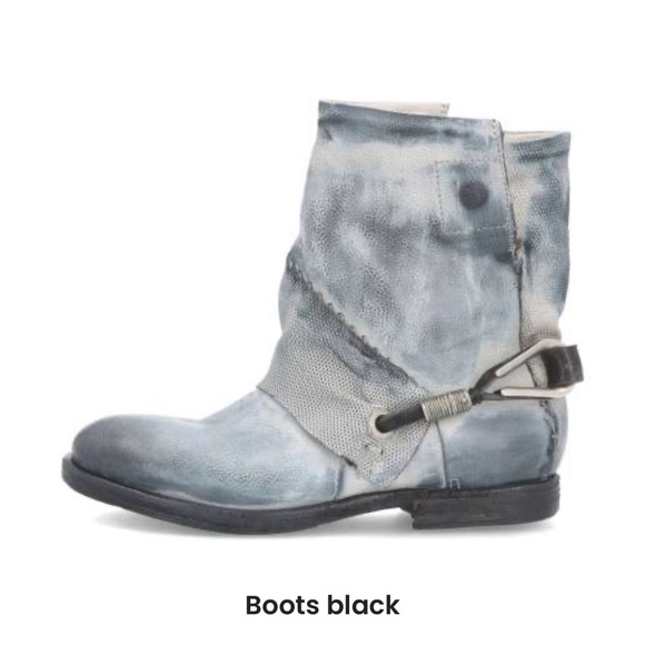 A.S.98 Blue Moto booties patchwork detail with harness EU 38 - Picture 2 of 10